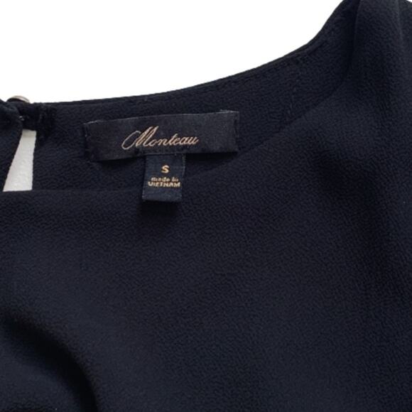 Monteau Dress LBD Black Sleeveless High Low Hem Open Draped Back Dress Small - Picture 3 of 12